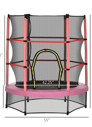 Φ5FT Kids Trampoline with Enclosure Net for Age 3 to 6 Years Pink