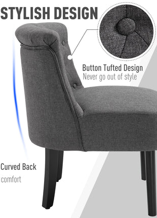 Modern Accent Leisure Chair with Mid Back Button-Tufted Upholstered Fabric and Wooden Legs for Living Room and Bedroom, Grey