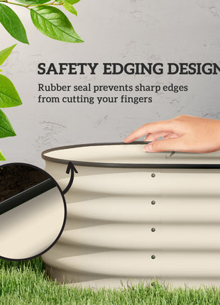 6.4' x 2' x 1.4' Galvanized Raised Garden Bed Kit, Metal Planter Box with Safety Edging, Cream