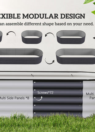 7.9' x 2' x 1.4' Galvanized Raised Garden Bed Kit, Metal Planter Box with Safety Edging, Dark Gray