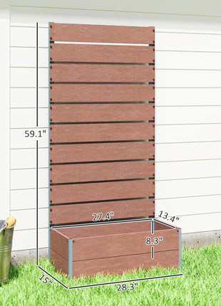 Trellis Planter for Climbing Plants, Raised Garden Bed with Trellis, Planter Box for Outdoor, 28.25" x 15" x 59", Brown
