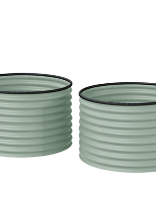Set of 2 Raised Garden Bed, Metal Planter Box with Safety Edging, Easy-to-assemble Stock Tank, Light Green
