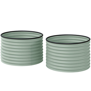 Set of 2 Raised Garden Bed, Metal Planter Box with Safety Edging, Easy-to-assemble Stock Tank, Light Green