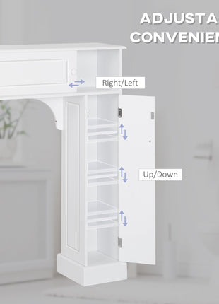 Over The Toilet Bathroom Cabinet, Freestanding Bathroom Storage Organizer with Adjustable Shelves, Toilet Rack, White
