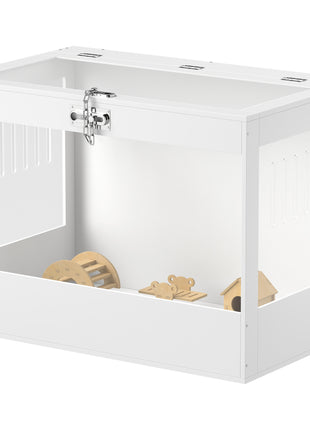 Hamster Cage with Openable Top & Lock, Hut, Transparent Acrylic Panels, Accessories, for Dwarf Hamster Gerbil, White