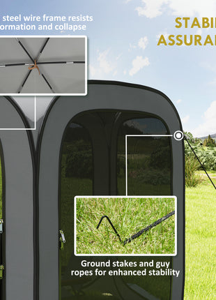 11 x 11ft Pop Up Screen Tent, UPF50+ Portable Camping Gazebo Screen House with Carry Bag, Dark Gray