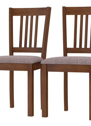 Dining Chairs Set of 2 Linen Upholstered Kitchen Chairs with Rubberwood Legs for Dining Room Living Room Walnut Taupe