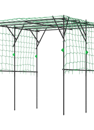 Garden Arch Trellis, 7.3 FT Tall Metal Plant Trellis Support with Climbing Net, Cucumber Trellis for Vegetables, Black
