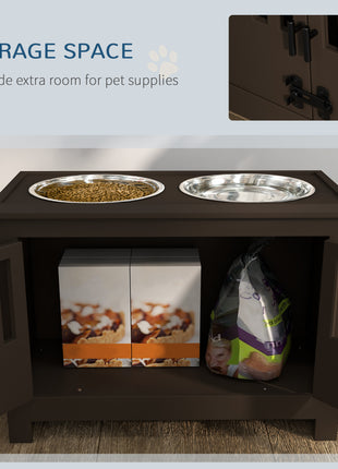 Dog Food Storage Cabinet with Bowls & Dog Feeding Station, Espresso