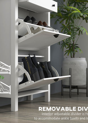 Shoe Storage Cabinet with 2 Flip Drawers for 8 Pairs of Shoes