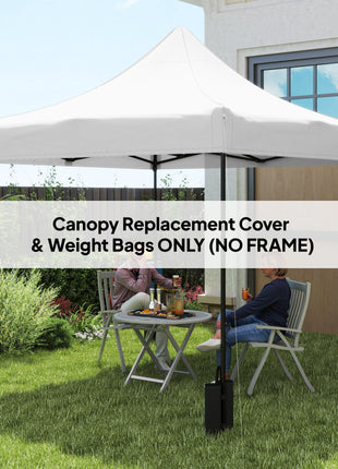 10' x 10' Replacement Canopy Top for Pop Up Canopy Tent with 4 Sand Bags, UPF50+ Protection, White