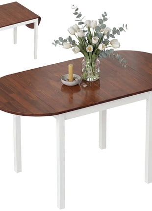 55" Wood Kitchen Table, Drop Leaf Tables for Small Spaces, Brown