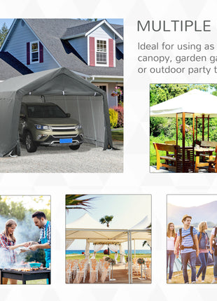12' x 20' Carport Portable Garage, Heavy Duty Storage Tent, Patio Storage Shelter w/ Anti-UV PE Cover and Double Zipper Doors, for Motorcycle Bike Garden Tools, Gray