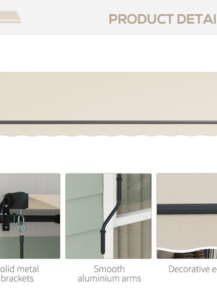13' x 10' Retractable Awning, 280gsm UV Resistant Sunshade Shelter for Deck, Balcony, Yard, Beige