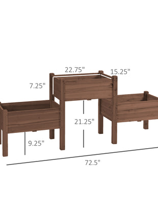 73" x 18" x 32" 3 Tier Raised Garden Bed w/ Three Elevated Planter Box for Vegetables, Herb and Flowers, Coffee