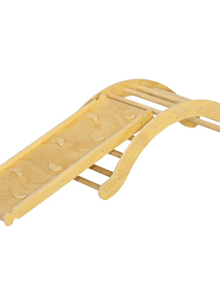 4 In 1 Indoor Toddler Climbing Toy Set with Arch Climber, Ramp & Cushion, Wood