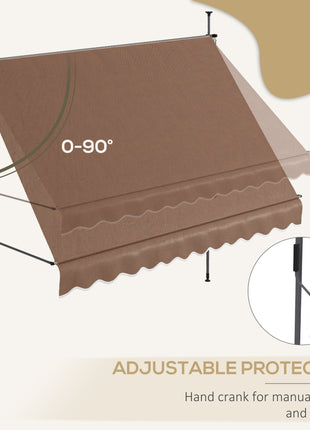 10' x 4' Manual Retractable Awning, Non-Screw Patio Awning, UV Resistant, for Window or Door, Coffee