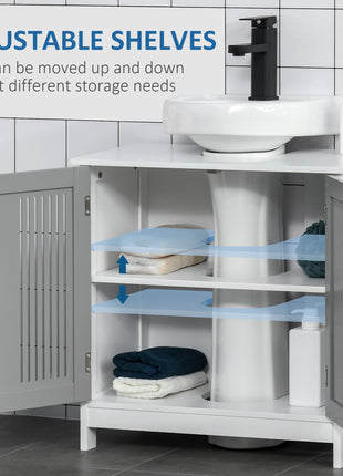 Under Sink Pedestal Storage Bathroom Cabinet, Gray White