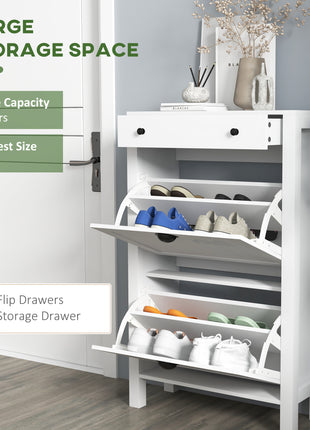 Shoe Storage Cabinet with 2 Flip Drawers for 8 Pairs of Shoes