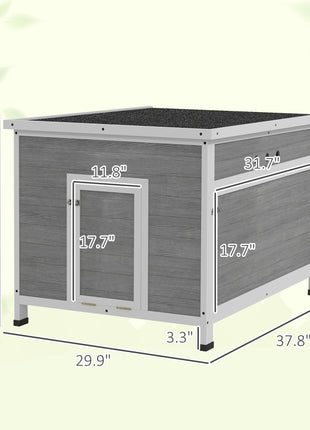 Wooden Duck Coop with Openable Roof, Removable Floor, Double Doors, Ramp, for 3-6 Ducks, Chickens, 30" x 38" x 30"