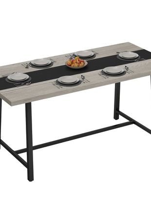 Industrial Kitchen Table for 8 People, 70.9" Long Dining Table with Large Tabletop and Steel Legs for Dining Room, Gray