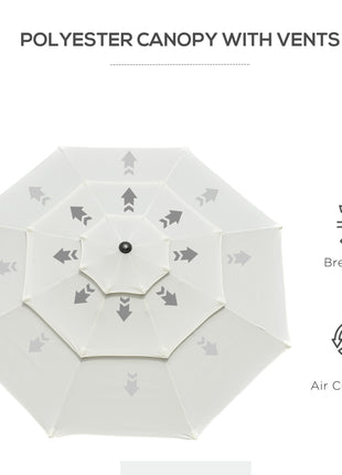 9FT 3 Tiers Patio Umbrella Outdoor Market Umbrella with Crank, Push Button Tilt for Deck, Backyard and Lawn, Beige