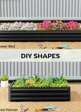95" x 36" x 12" Galvanized Raised Garden Bed, Easy DIY and Cleaning for Growing Flowers, Herbs, Succulents, Black