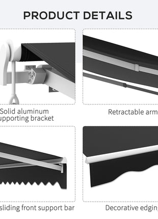 16' x 10' Electric Awning, Retractable Awning, UV Protection Sun Shade Shelter with Remote Controller and Manual Crank Handle for Deck, Balcony, Yard, Black