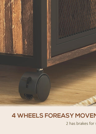 Printer Stand with Socket and USB Charging Ports, Industrial Mobile Printer Table with Storage and Wheels, Rustic Brown
