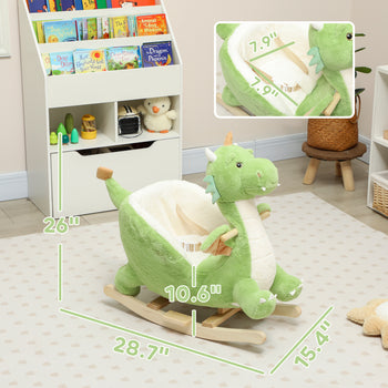 Baby Rocking Horse, Kids Ride On Dragon Toy with Realistic Dragon Roar and Safety Belt for Kids 18–36 Months, Green