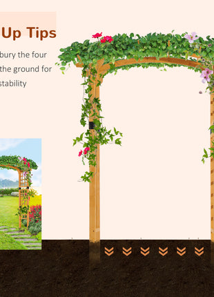 7.5' Fir Wood Round Outdoor Garden Pergola Style Arbor Arch Trellis