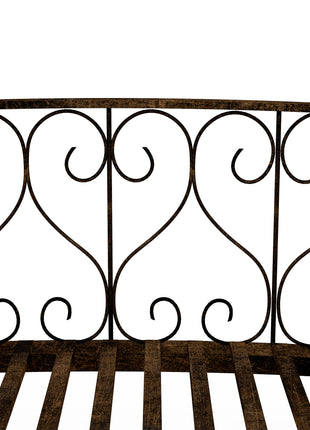 7' Metal Arch Garden Bridge Arc Footbridge with Side Railings Decorative Scrollwork, Bronze