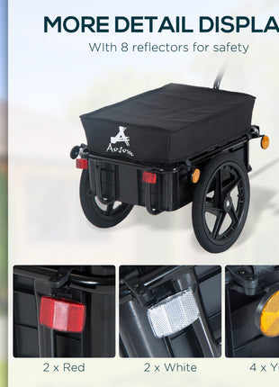 Bicycle Cargo Trailer with Removable Box and Waterproof Cover, Bike Wagon Trailer with Two 16in Wheels
