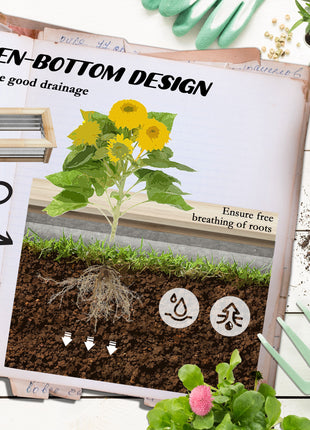 Raised Garden Bed, Planter Box, Metal and Wood Combined, for Growing Flowers, Herbs and Vegetables
