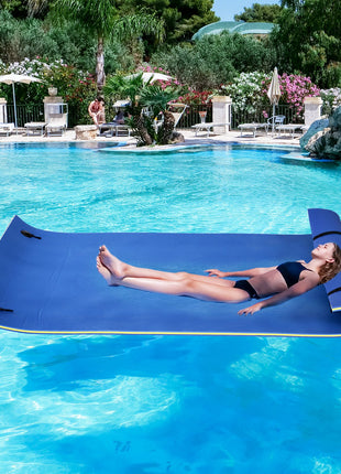 Roll-Up Pool Float Pad for Lakes, Oceans& Pools, Water Mat for Playing, Relaxing & Recreation - Blue