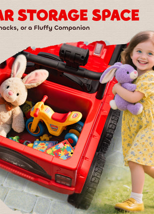 12V 4x4 Kids Electric Car w/ 2WD/4WD Switchable, Remote Control, Spring Suspension System, Back Trailer, Red