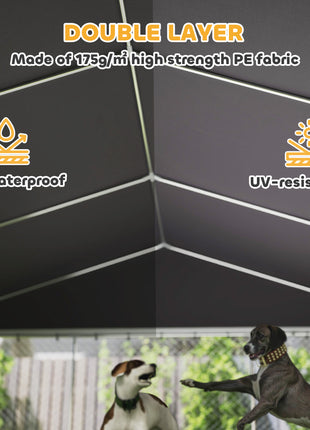 Heavy Duty Outdoor Dog Kennel with Waterproof Roof, Secure Latch, Chain Link Dog Run for Backyard, 19.7' x 19.7' x 8.9'