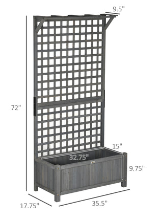 Wood Planter with Trellis for Vine Climbing, Raised Garden Bed, Privacy Screen for Backyard, Patio, Dark Gray
