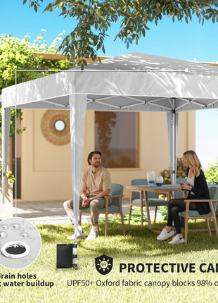 10 x 10 ft Pop Up Canopy Tent with Sidewalls, UPF50+ Outdoor Portable Instant Canopy Shelter with Carry Bag, White