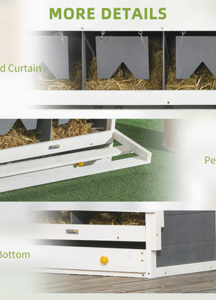 Chicken Nesting Box, 8 Compartment Wood Laying Boxes for Chicken Coop with Egg Collection Trays Perches for 16-32 Hens
