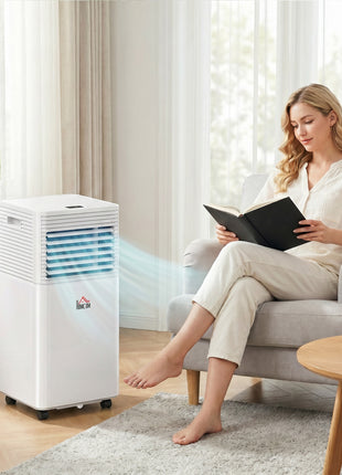10000 BTU Mobile Air Conditioner for Cooling and Dehumidifying, Remote Control, 24H Timer, LED Display, White