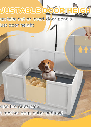 Whelping Box for Puppies with Pee Pad, Pig Rail, Adjustable Door for Small, Medium & Large Breed Dogs Birth, 41" x 39"