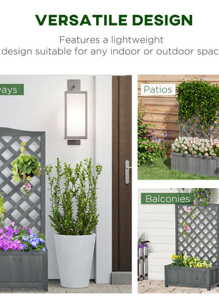 46" Wooden Planter with Trellis, Raised Garden Bed to Grow Vegetables, Herbs, Flowers for Backyard, Patio, Gray