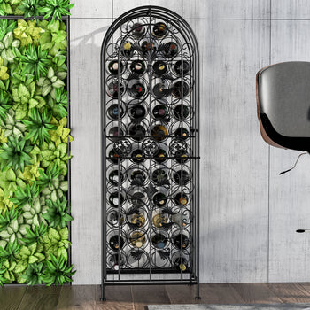 45-Bottle Modern  Organizer Decorative Portable Wrought Iron  Rack Jail