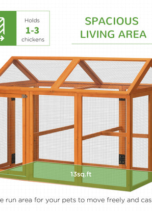 Wooden Chicken Run, Combinable Design with Perches, 4.6' x 2.8', Orange