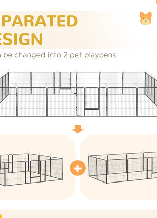 24 Panel Dog Playpen for Small and Medium Dogs with Lockable Door, 15.7' x 15.7' x 2.6'