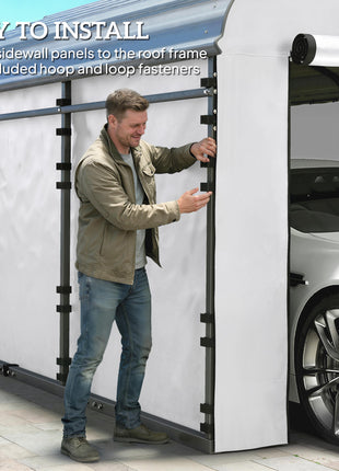 Carport Replacement Sidewall Panel for 10' x 15' Carports, UPF50+ Waterproof Replacement Side Wall Cover, White
