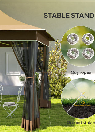 12 x 12 ft. Canopy Tent with Mesh Netting, UPF50+ Pop Up Tent with Carry Bag for Garden, Patio, Beige