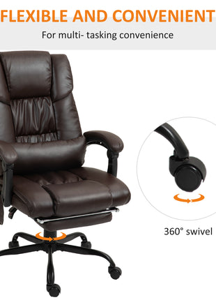 Massage Office Chair with 6 Vibrating Points, High Back Reclining Office Chair with Footrest and Remote, Brown
