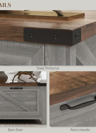 Coffee Table with Storage, Farmhouse Living Room Table with Storage Drawer and Open Shelf, Distressed Gray
